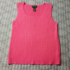 VNT LAUREN Ralph Lauren S XL Pink Cable Knit Vest Cami Tank